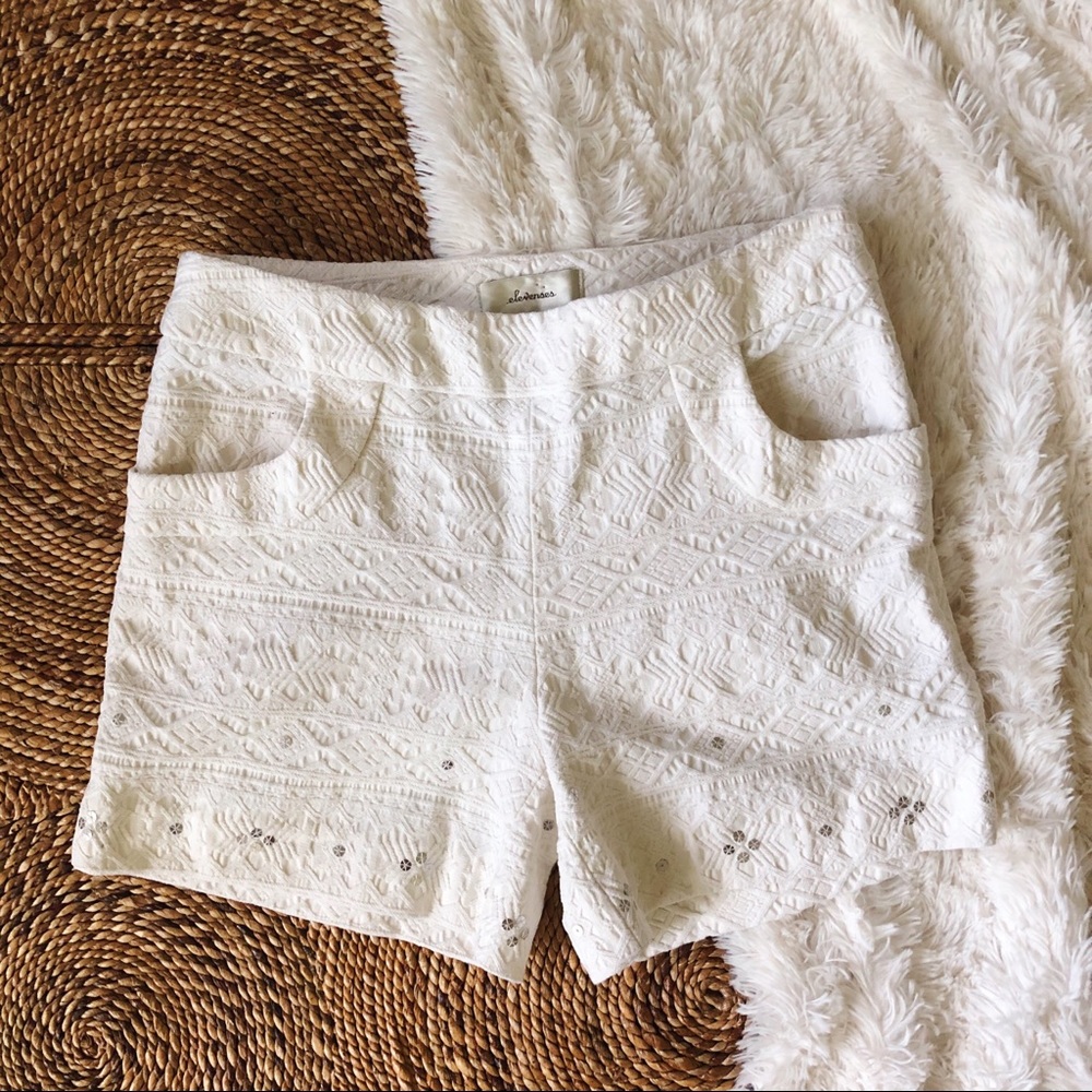 anthro elevenses textured white shorts